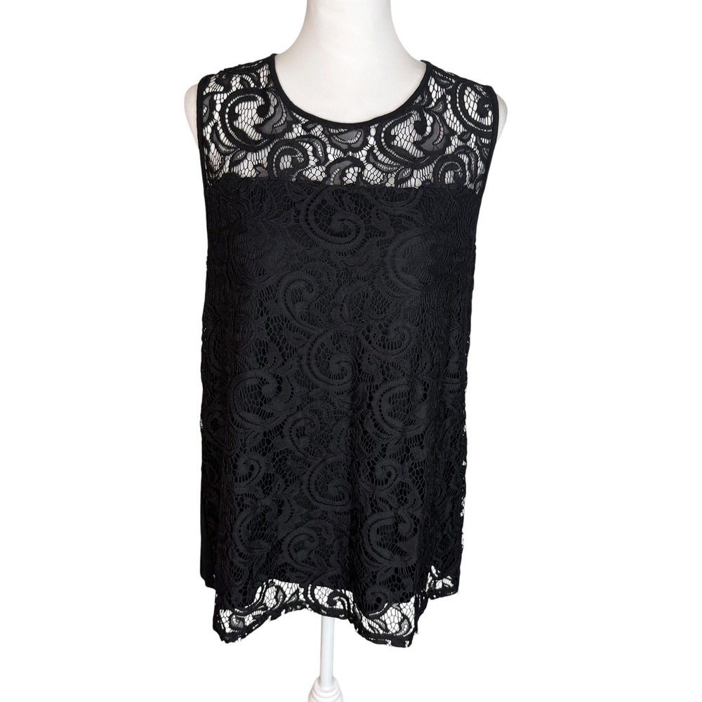 Adrianna Papell Black Lace Sleeveless Blouse